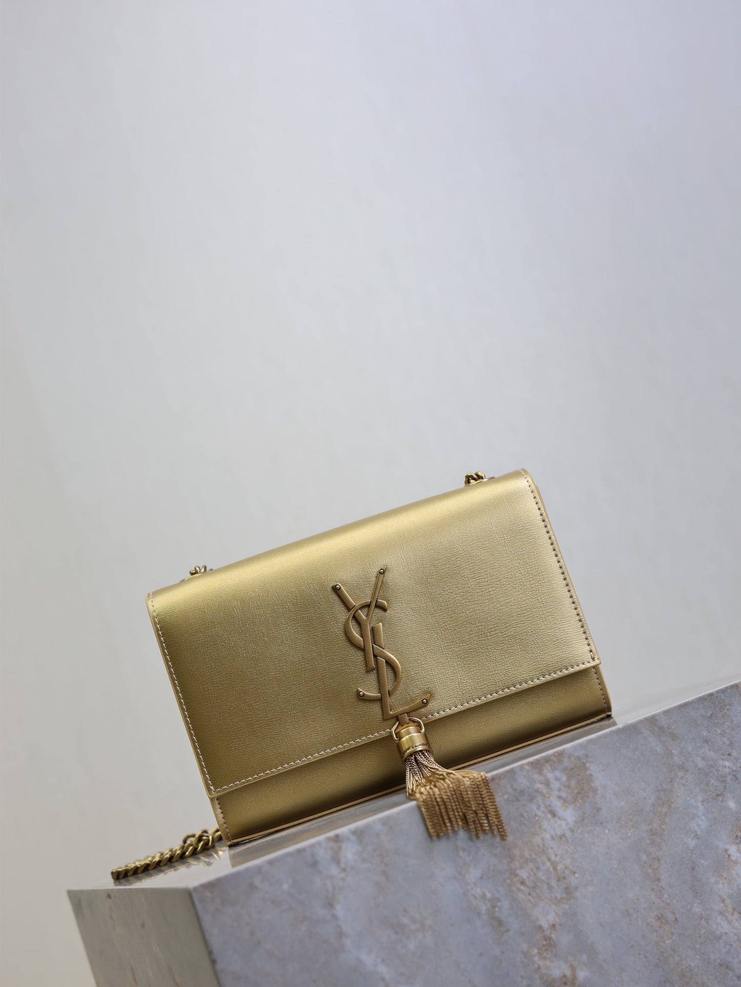 Prada Kate Small Bag 20cm Gold Metallic Calfskin.