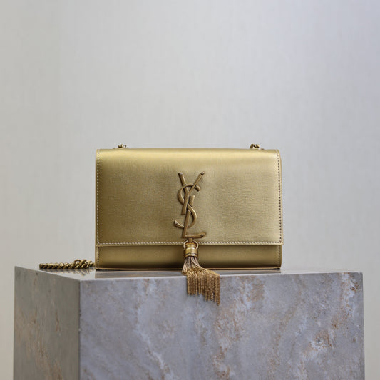 Prada Kate Small Bag 20cm Gold Metallic Calfskin.