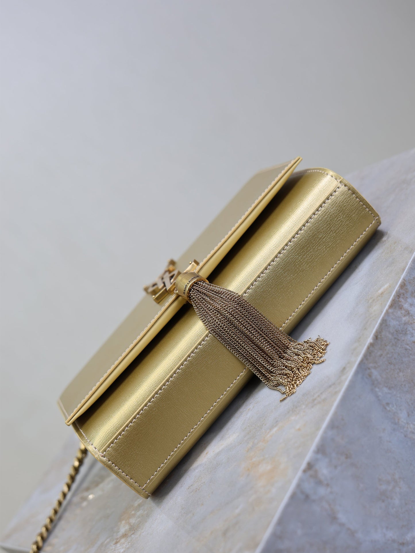 Prada Kate Small Bag 20cm Gold Metallic Calfskin.