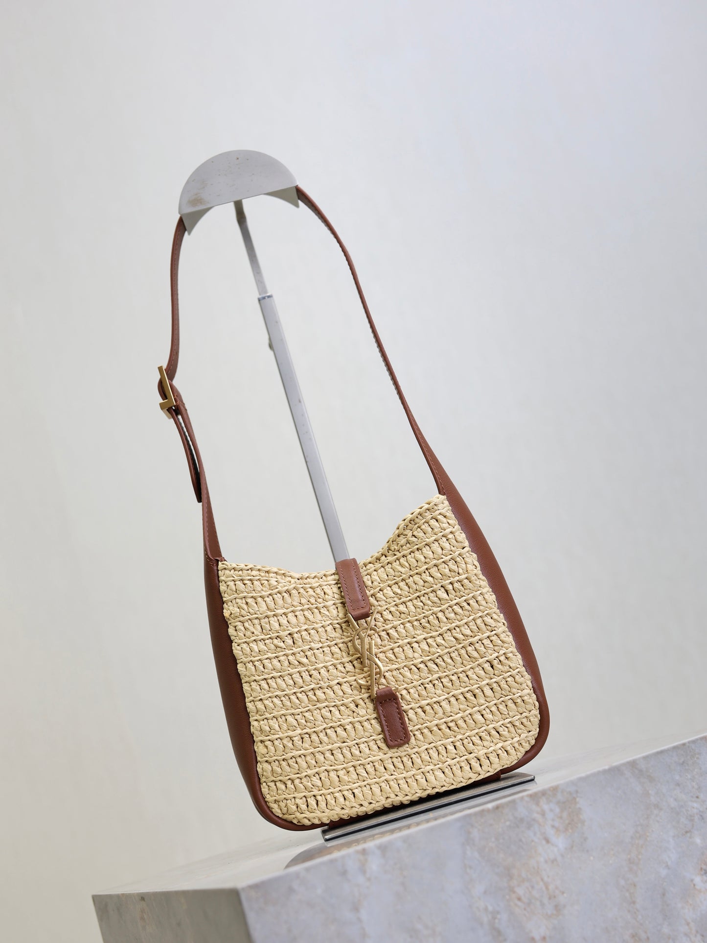Prada LE 5A7 Mini 15cm Brown Beige Raffia Leather GHW