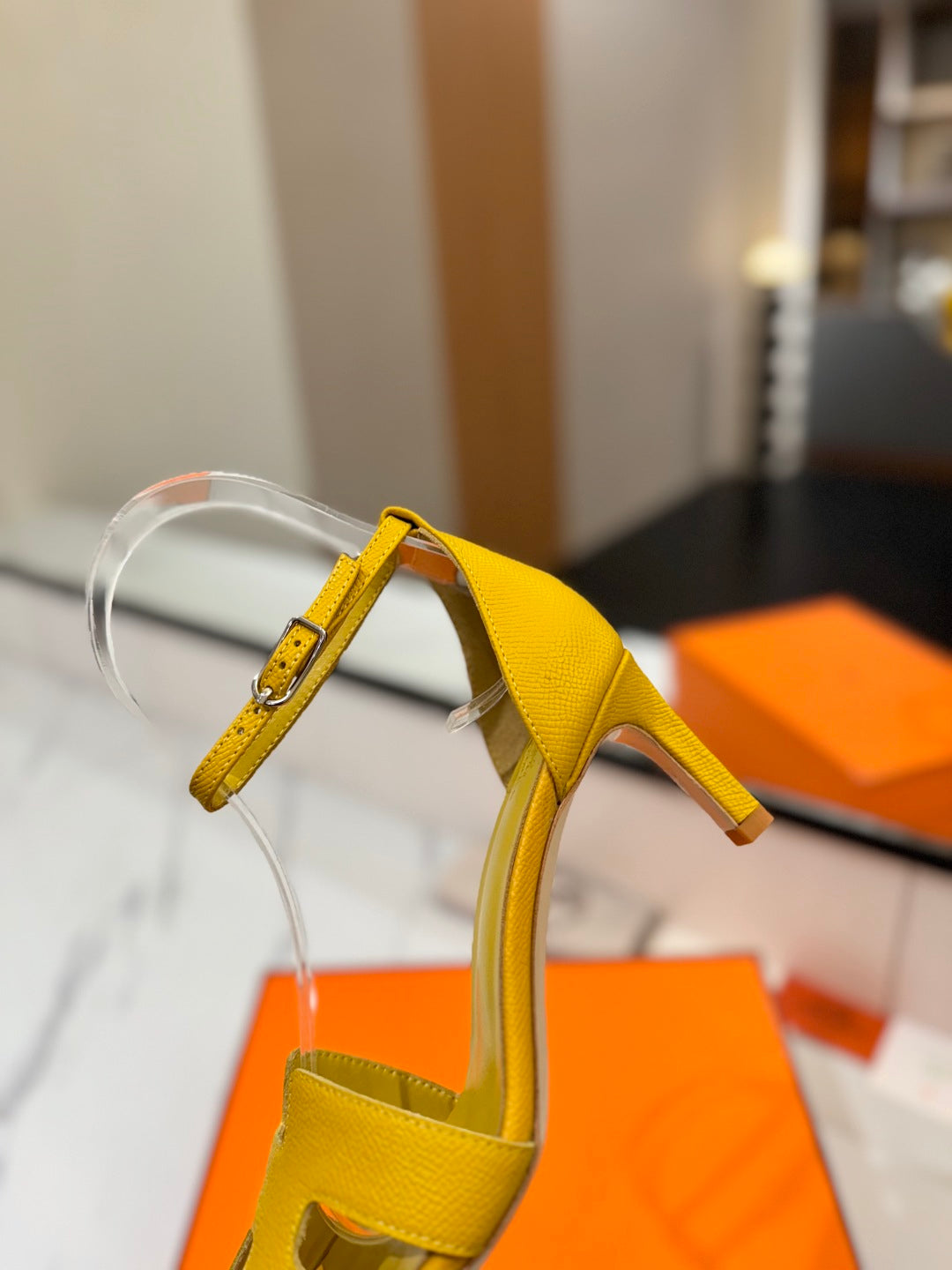 HM Joy 65mm Heeled Sandals Yellow Cowhide 294906