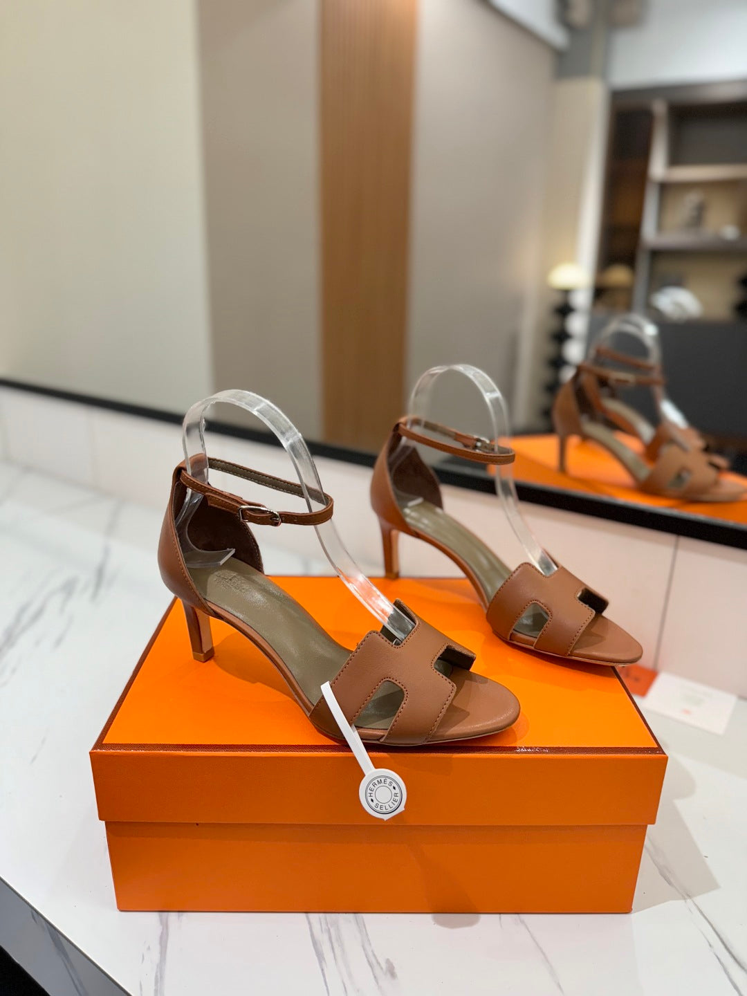 HM Joy 65mm Heeled Sandals Brown Flat Cowhide 294927