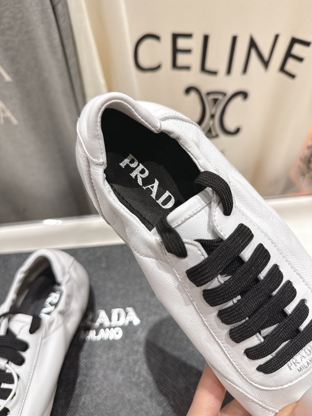 Prada 25s Sneakers white sheepskin 535497