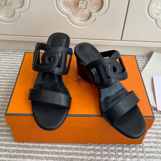 HM Lipari Sandal 7cm Black Leather 776547