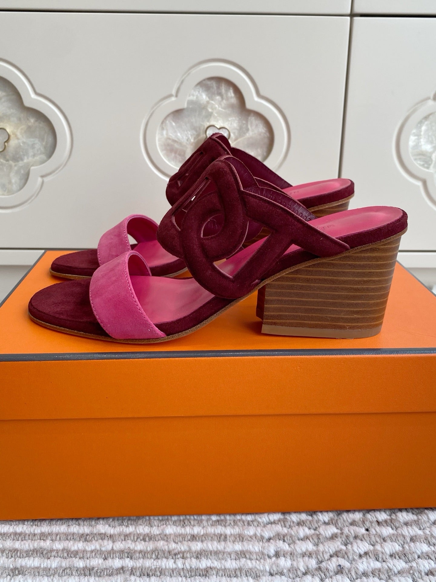 HM Lipari Sandal 7cm Hot Pink Burgundy Suede 776535