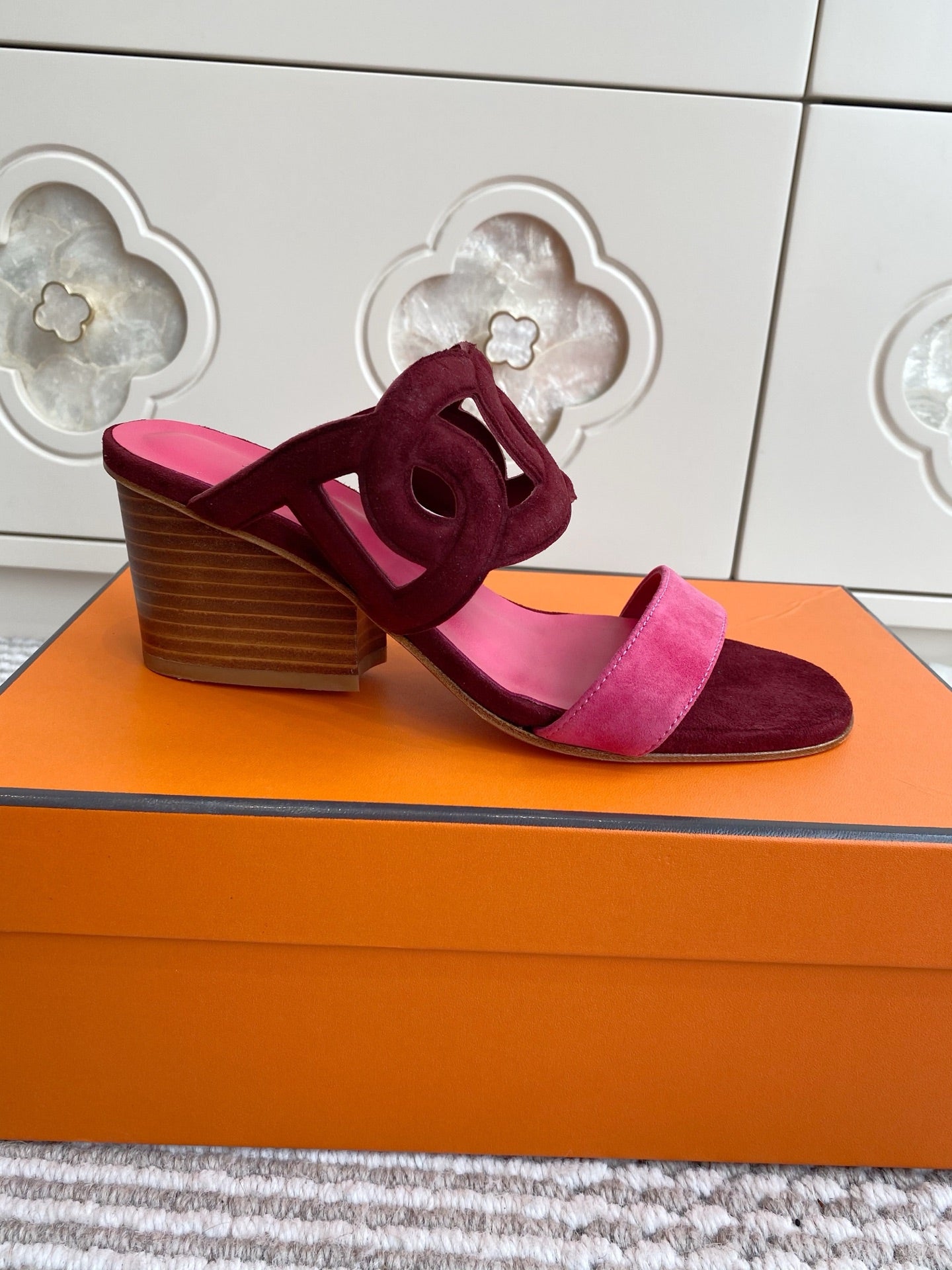 HM Lipari Sandal 7cm Hot Pink Burgundy Suede 776535