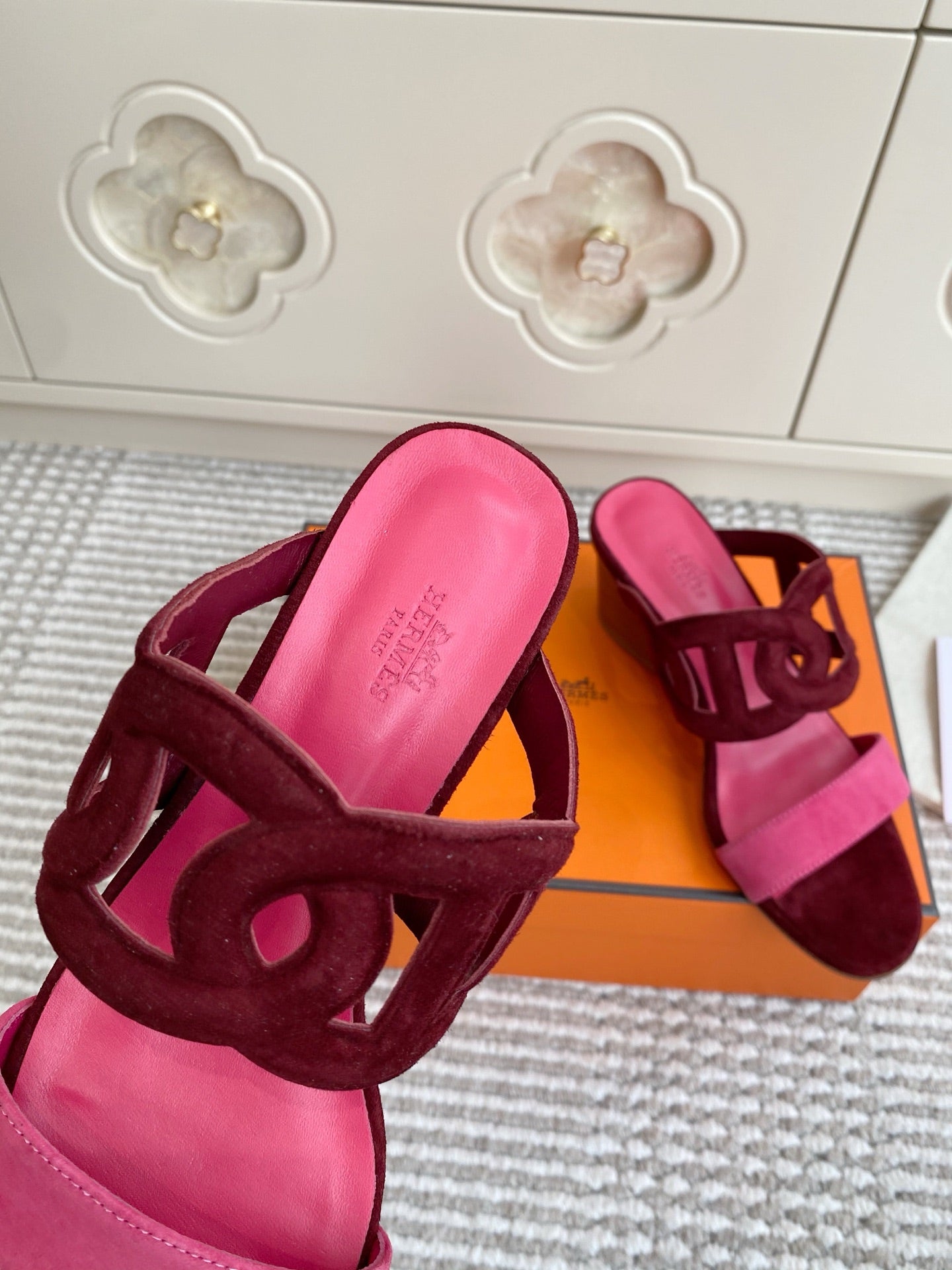 HM Lipari Sandal 7cm Hot Pink Burgundy Suede 776535