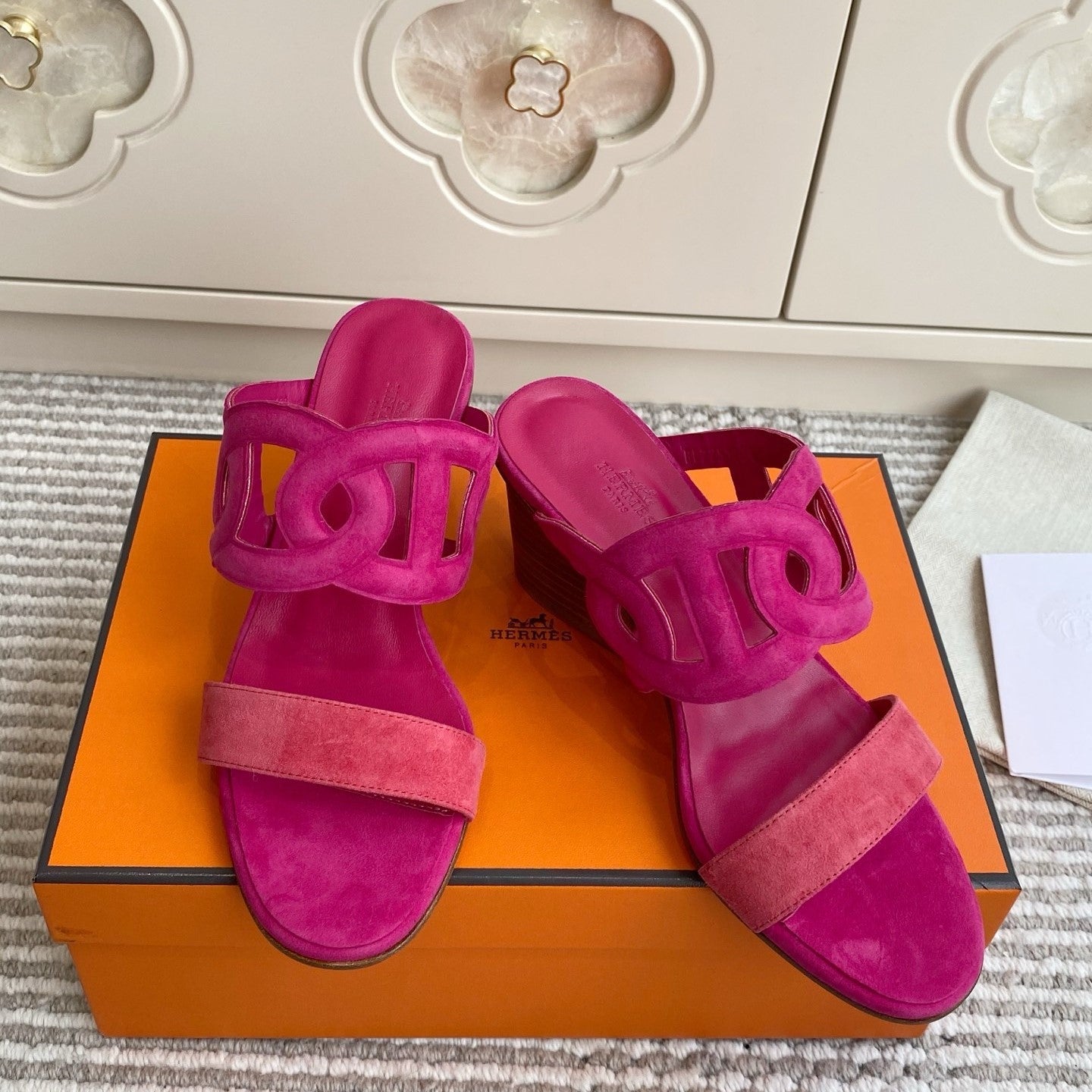HM Lipari Sandal 7cm Hot Pink Suede 776541