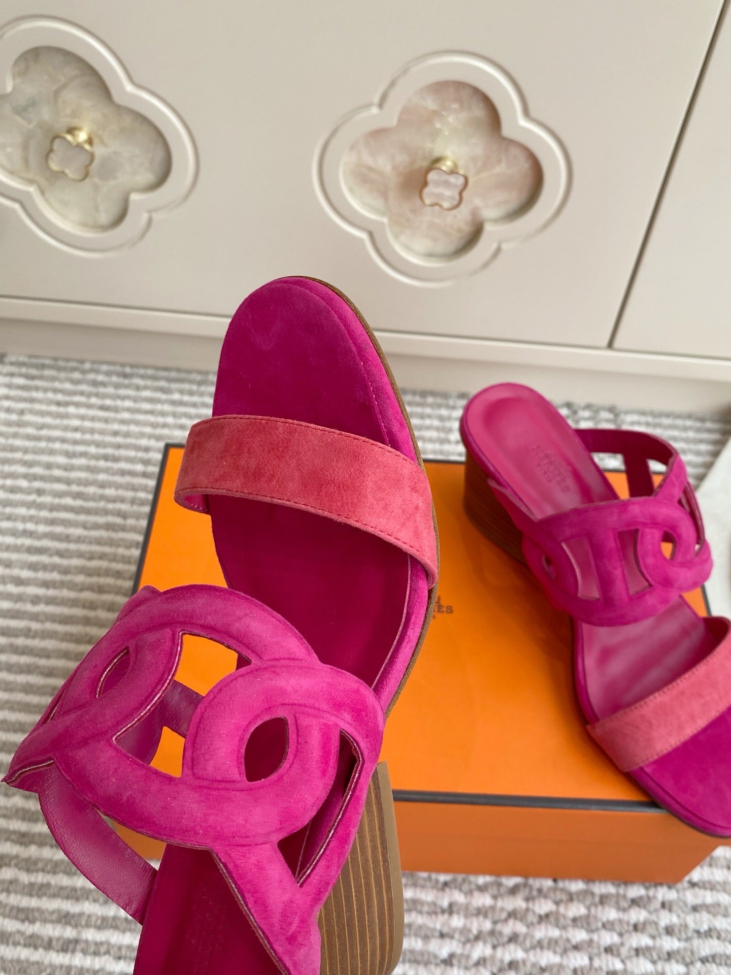 HM Lipari Sandal 7cm Hot Pink Suede 776541