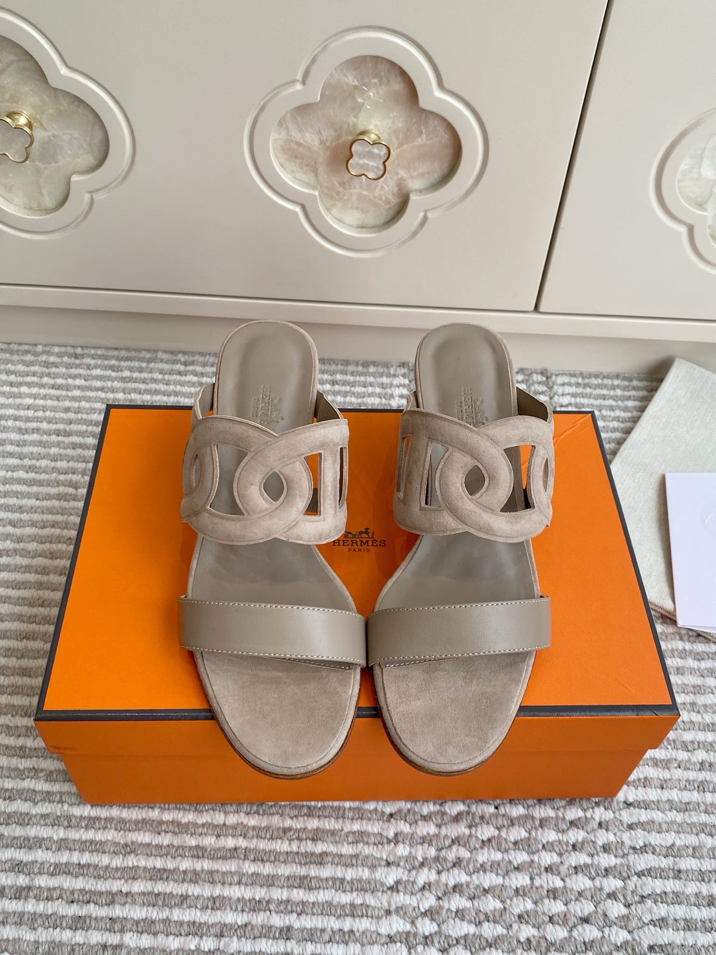 HM Lipari Sandal 7cm Taupe Suede 776543
