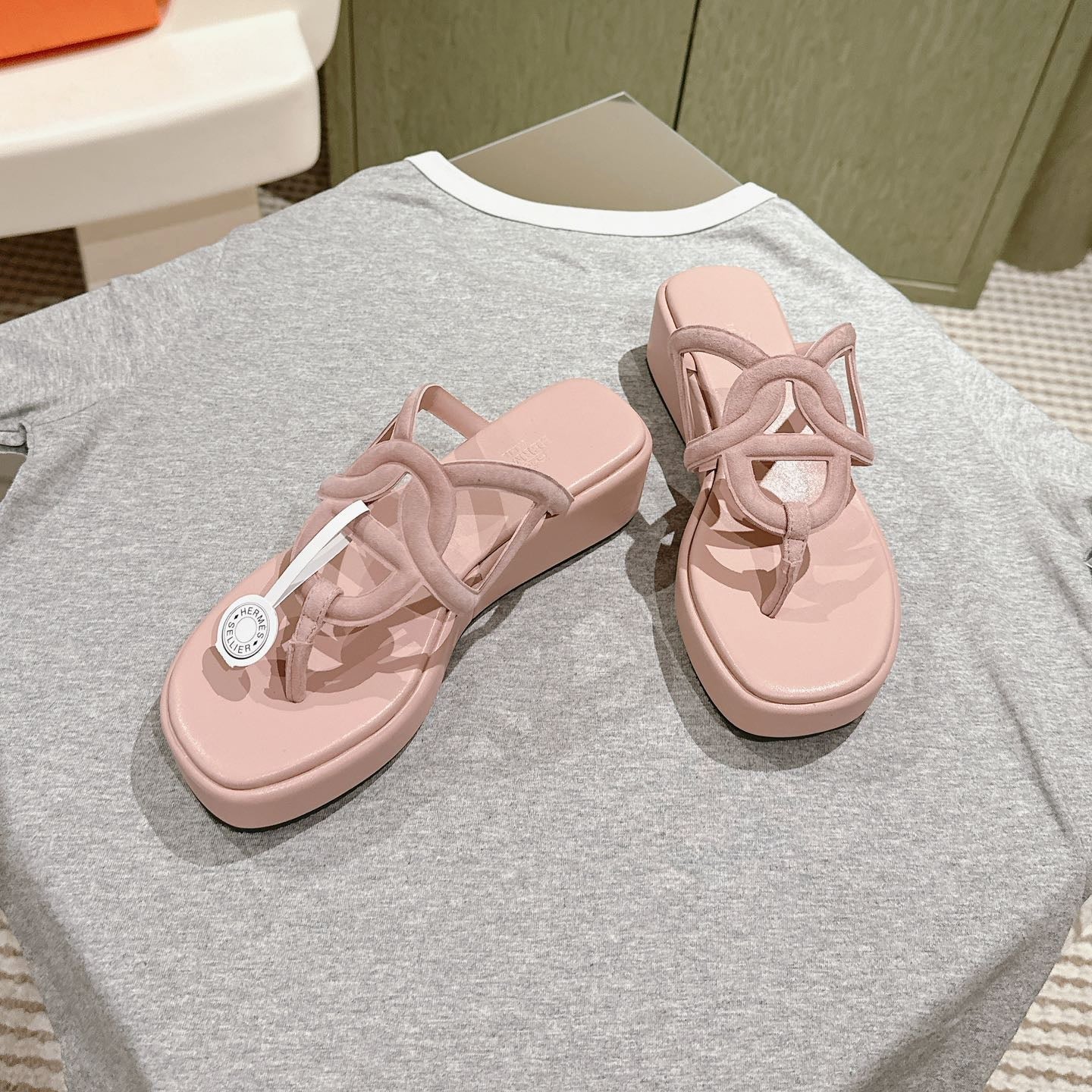 HM  Gipsy  Sandals 50mm Pink Sheepskin 484749