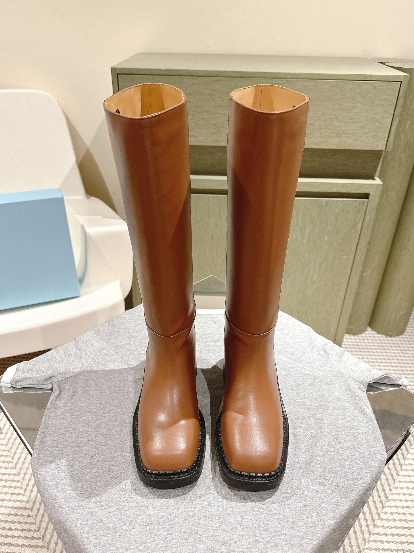 PRA Knee High Boots 55mm in Brown Cowhide 449723