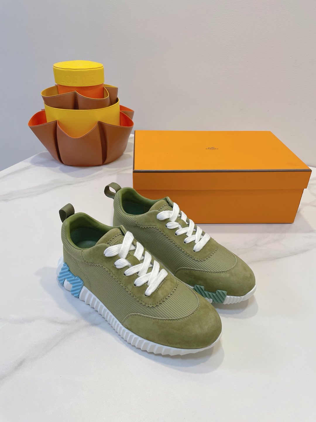 HM Bouncing sneaker Asparagus Green Fabric with Suede 212278