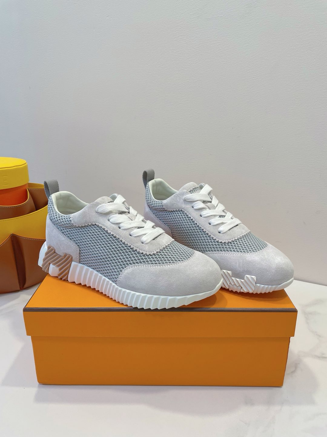 HM Bouncing sneaker Beige Grey Fabric with Suede 212281
