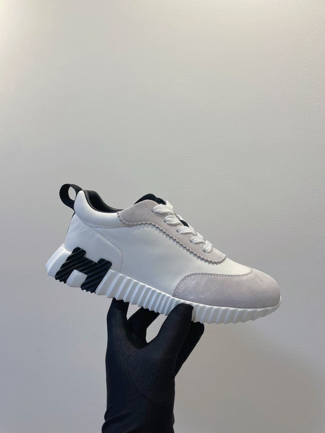 HM Bouncing sneaker Beige Grey mix White Calfskin and Suede 212288