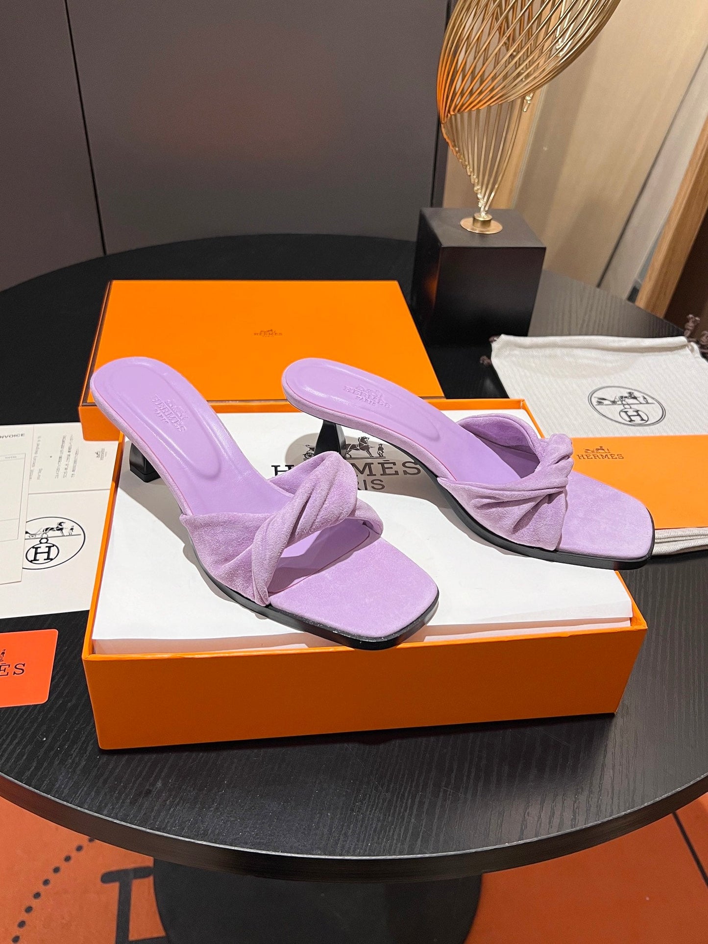 HM Giny Sandal 5.5 Light Pink Suede Calfskin 680060