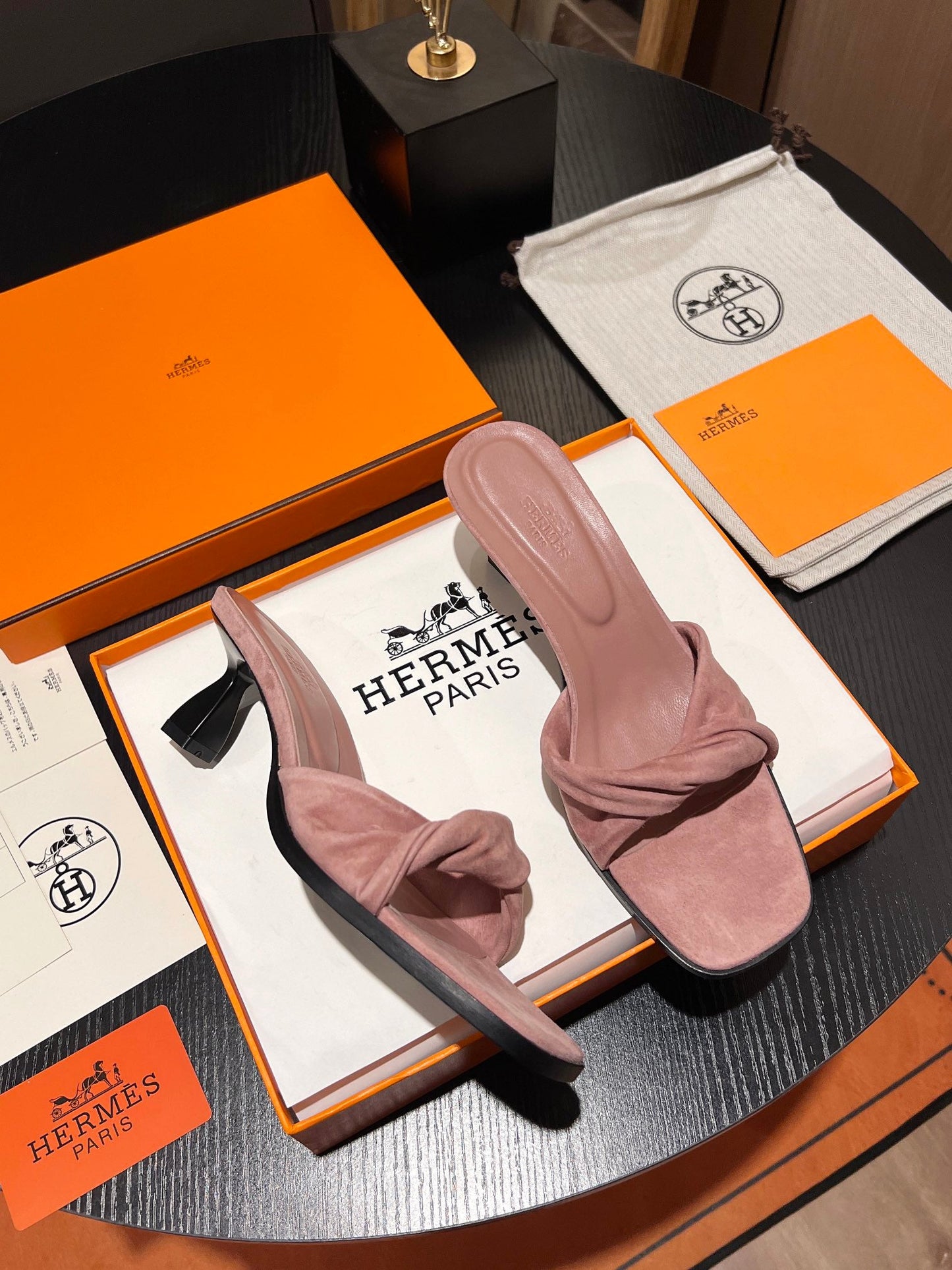 HM Giny Sandal 5.5 Rose Nude Suede Calfskin 680059