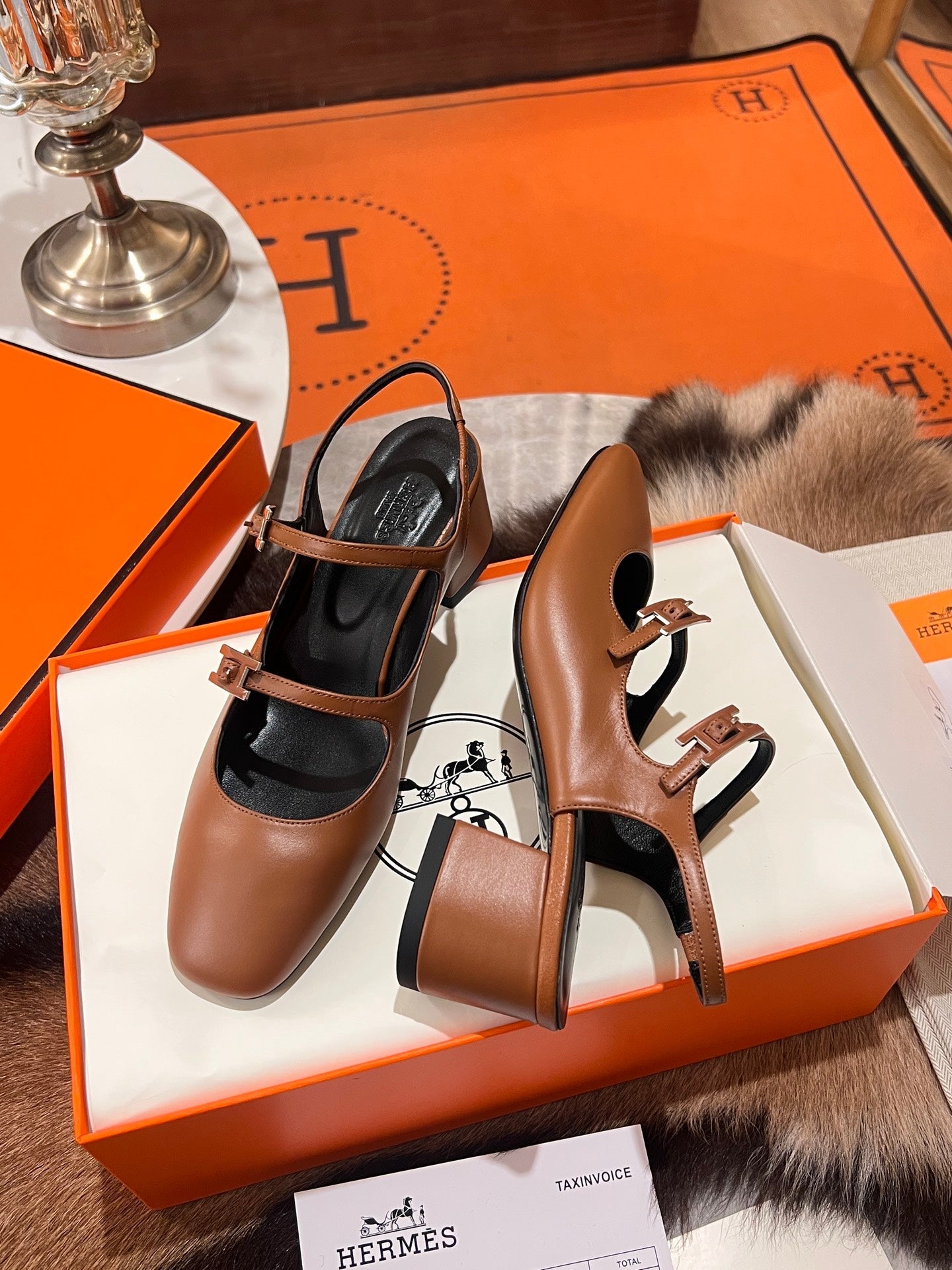 HM Jackie 50 Pump Tan Brown Calfskin 680234