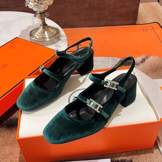 HM Jackie 50 Pump Teal Green Velvet 680232