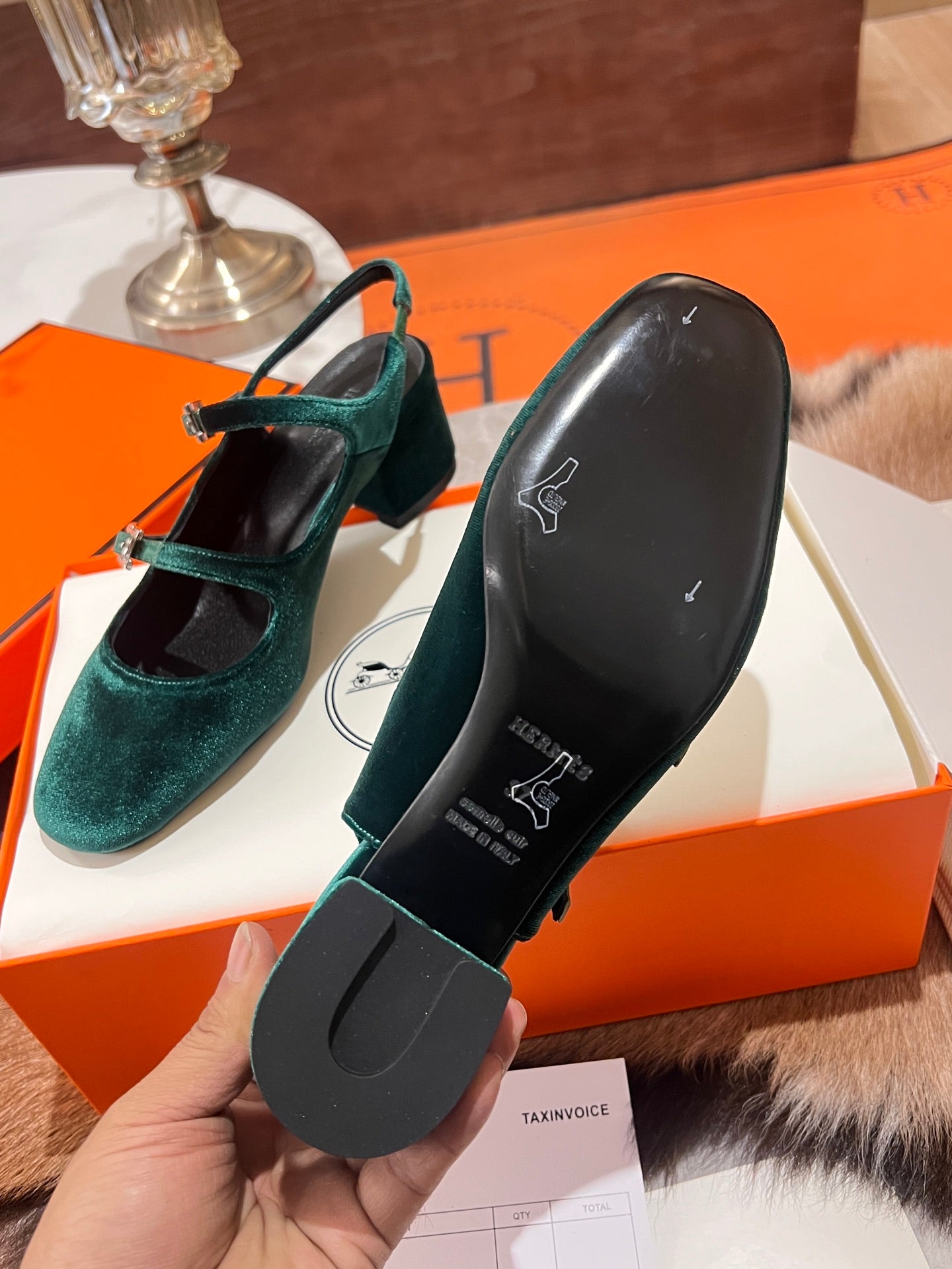 HM Jackie 50 Pump Teal Green Velvet 680232