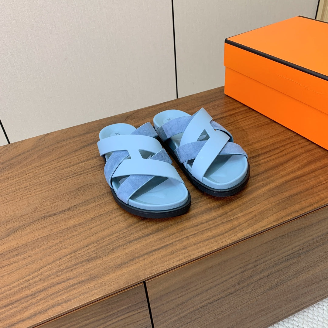 HM Kazimir Sandal Light Blue Suede Calfskin 293992
