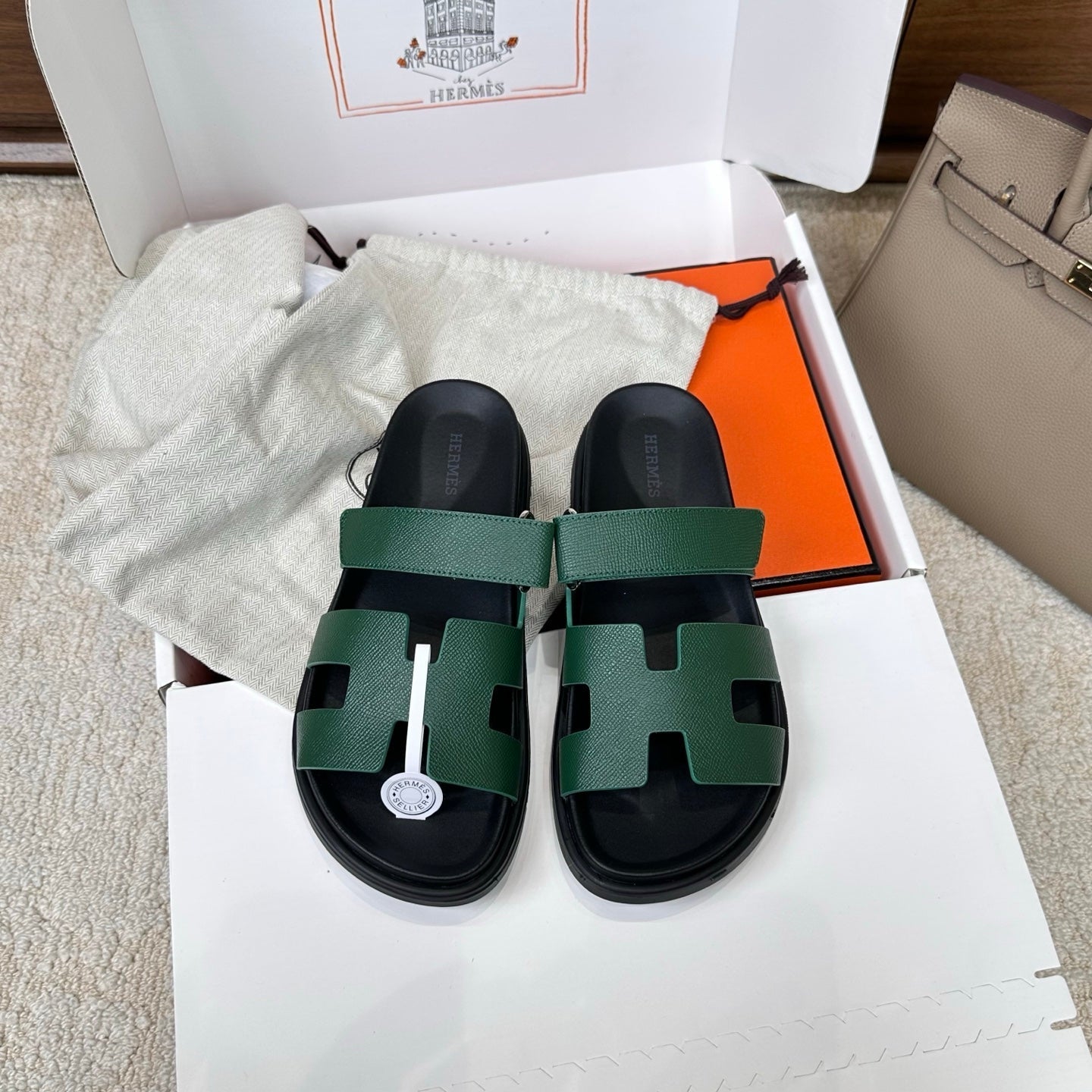 HM Chypre Sandal Black Green Leather 862393
