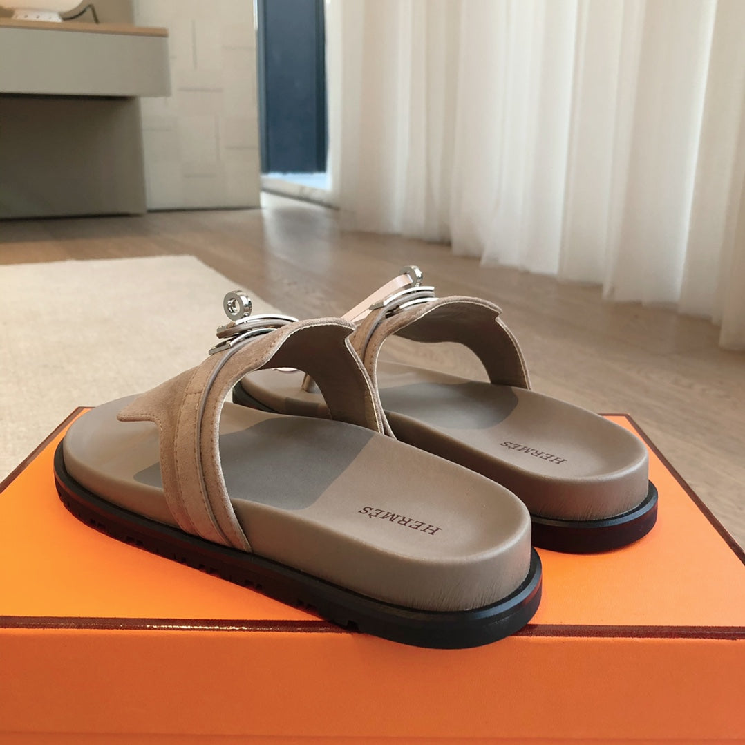 Empire Sandal Brown Lambskin Suede Goatskin