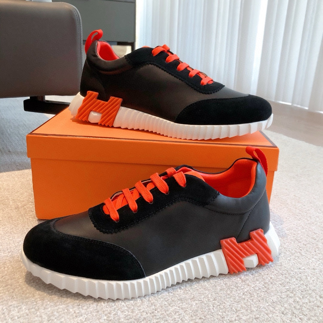 HM Bouncing Sneakers Black Red Suede Sheepskin 705789