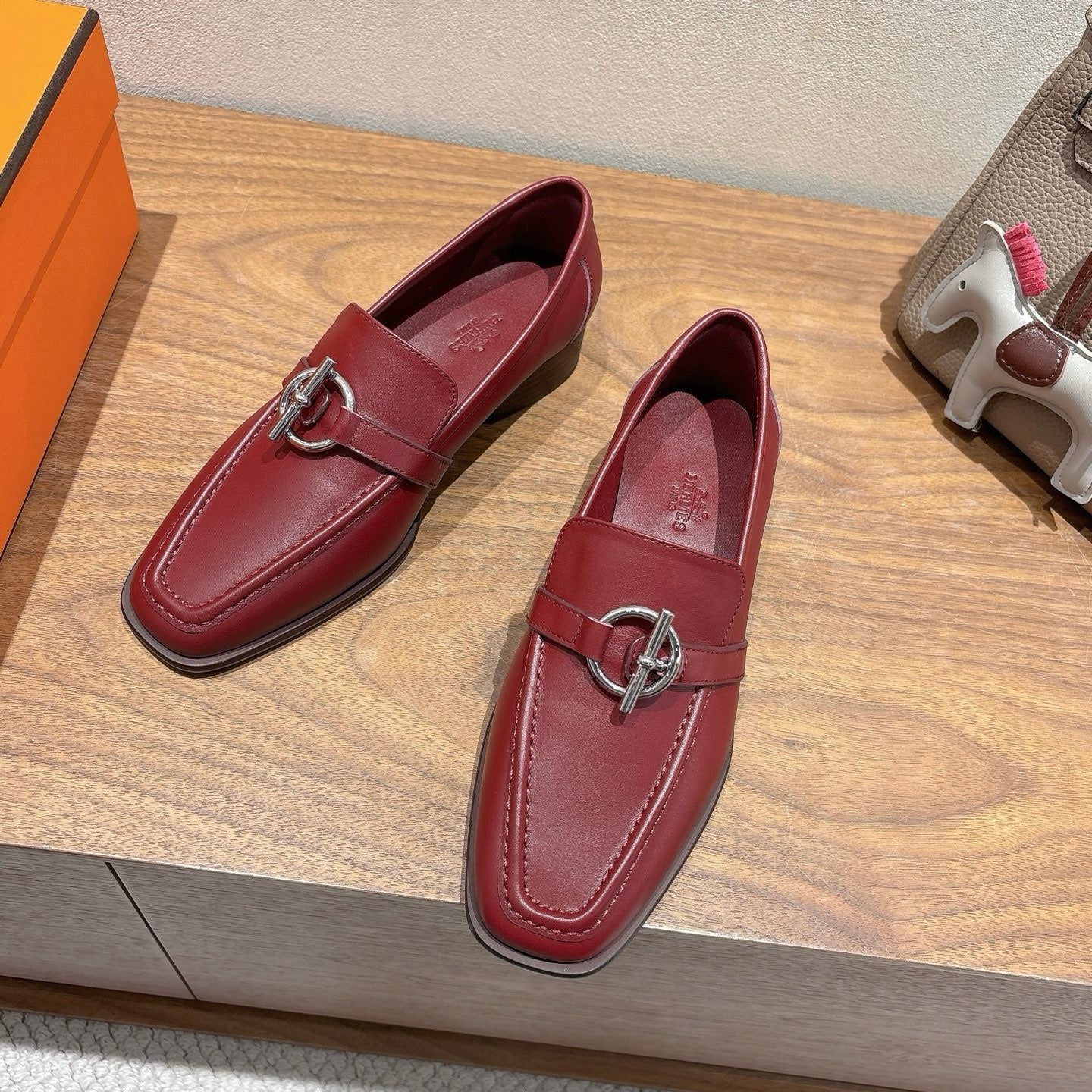 HM Impact Loafers Maroon Cowhide Sliver Hardware 526181