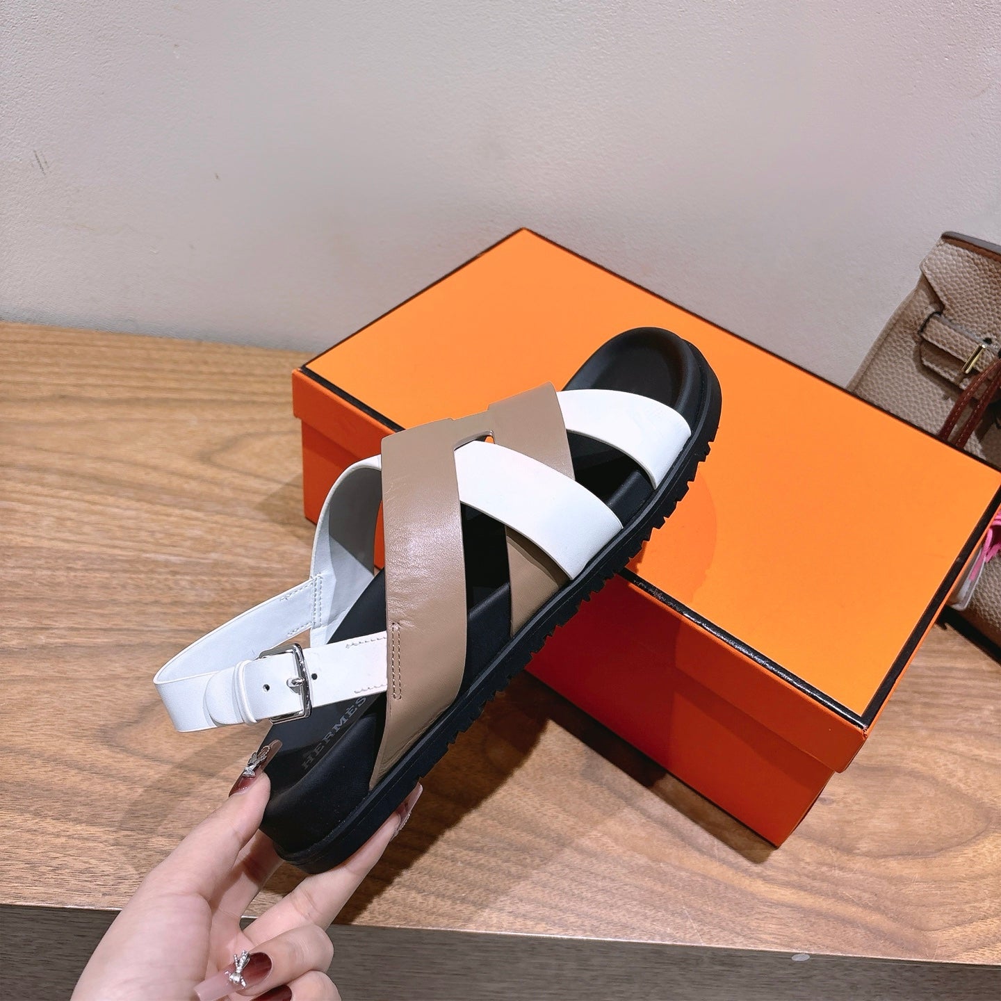 HM 25 Heracles Sandal White Nude Calfskin
