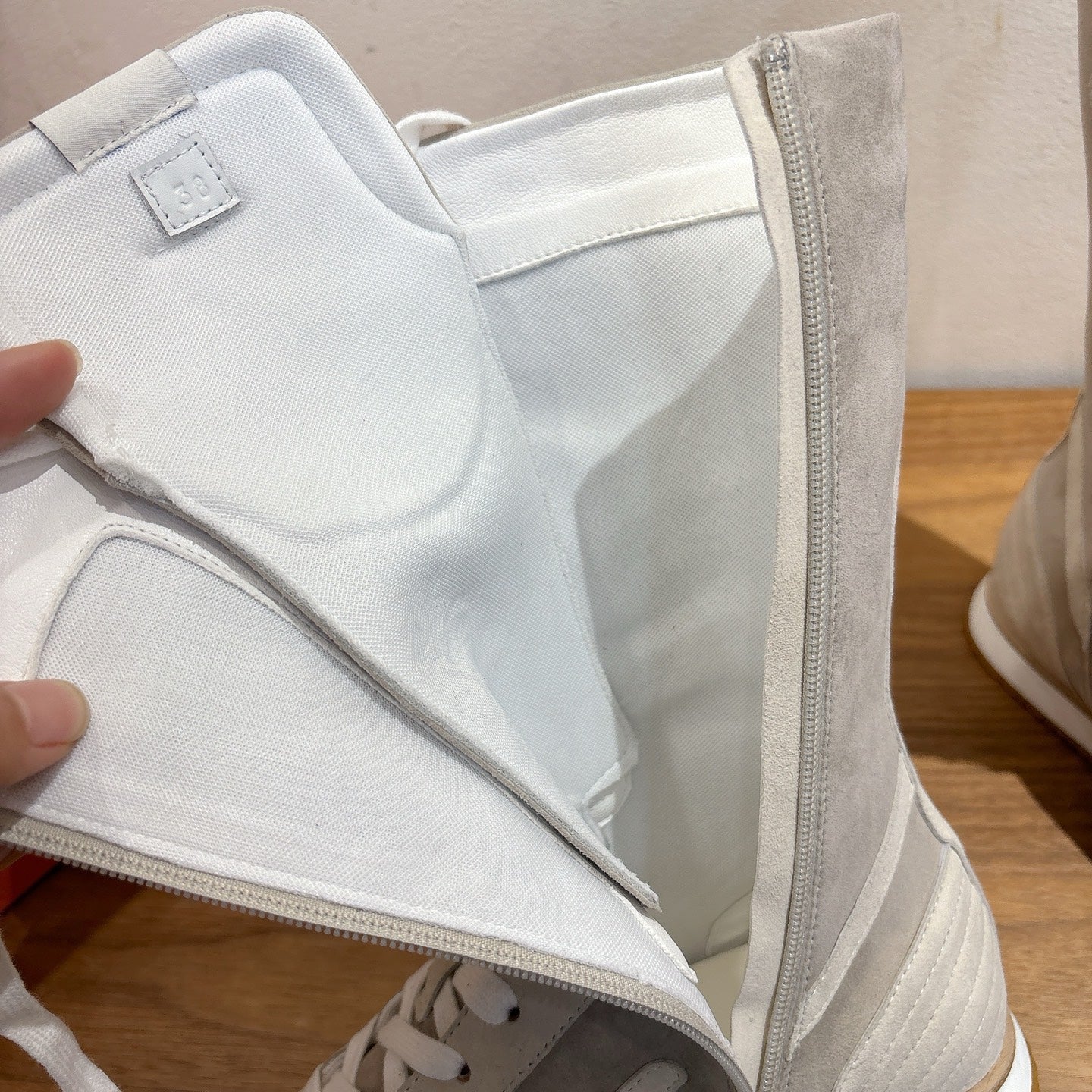 HM Lace Up Sneaker Taupe Calfskin Suede