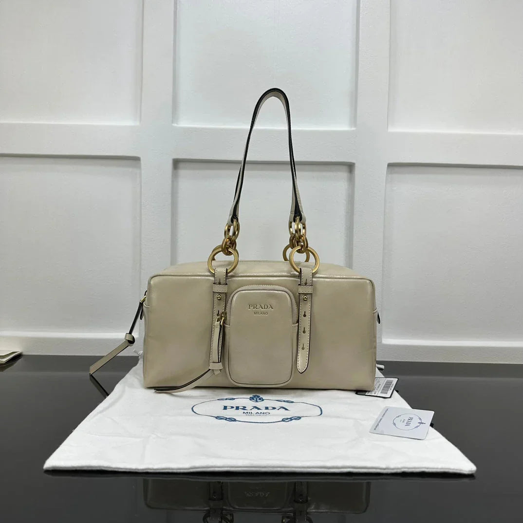 Prada 2026 Dangle Medium Shoulder Bag 30cm Patent Calfskin