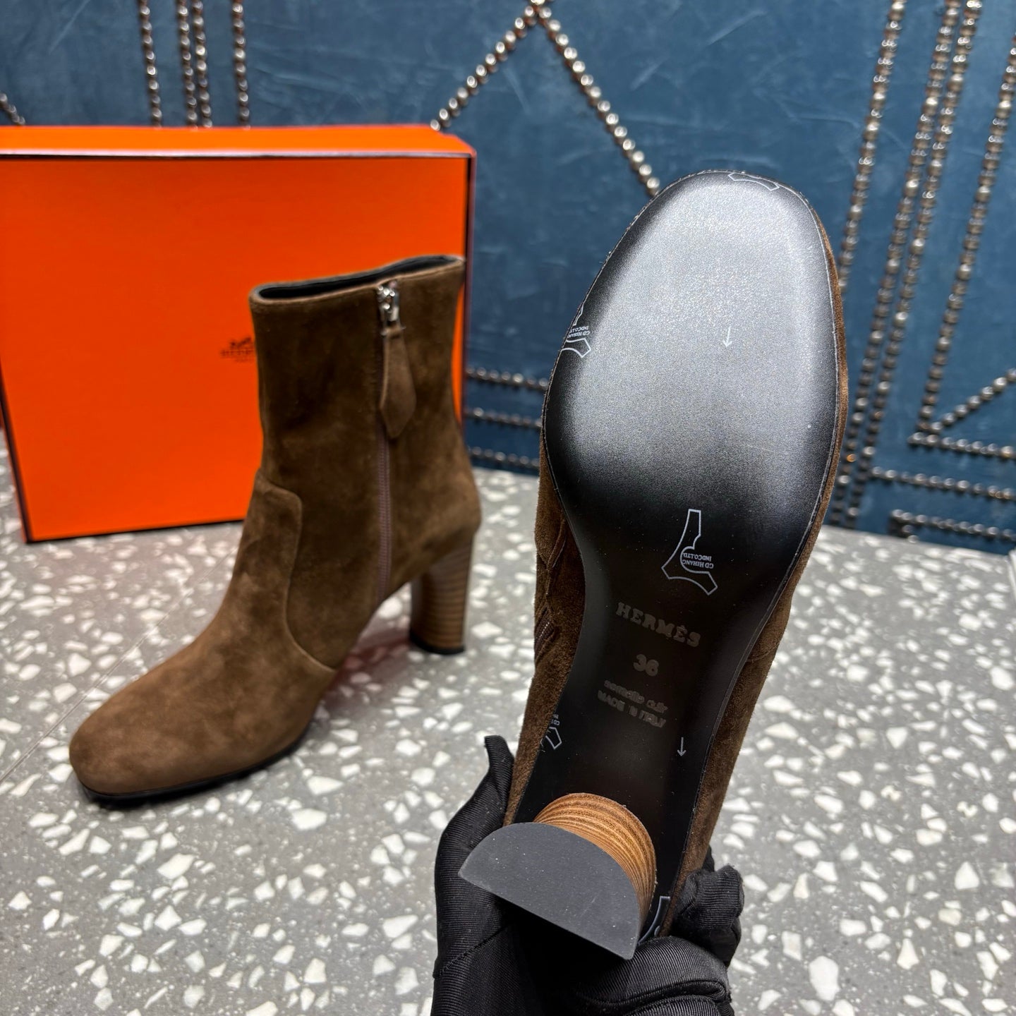 HM Lisa Ankle Boots 80mm Brown Suede 531559