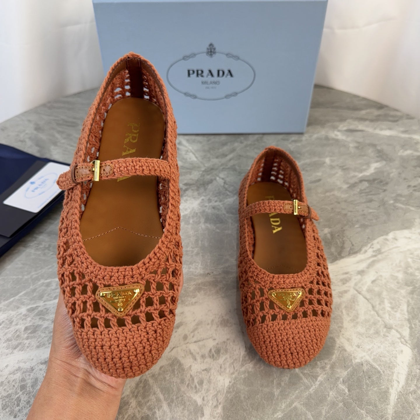 Pra 26s Ballet Flat Brown Leather Fabric 635154