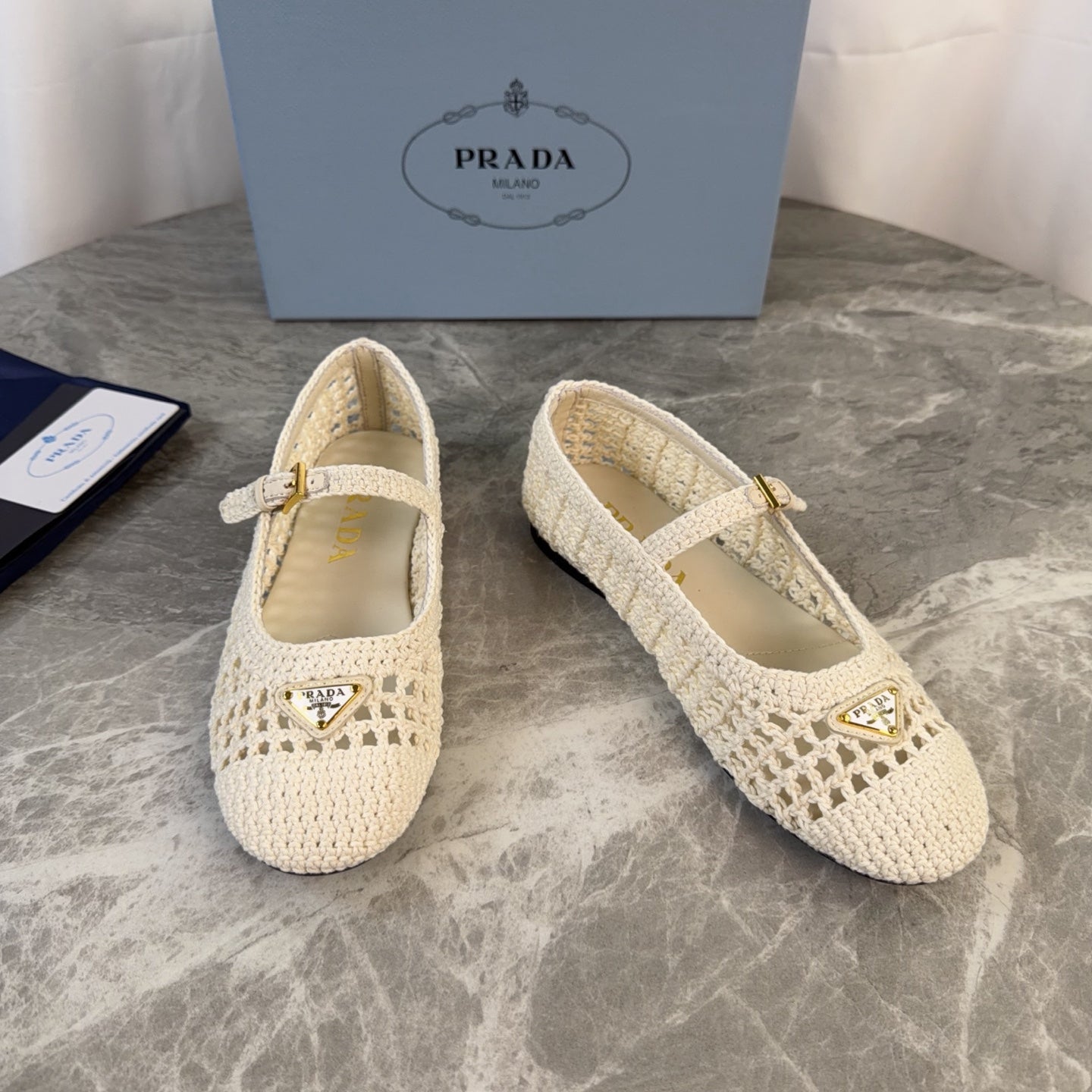 Pra 26s Ballet Flat White Leather Fabric 635155