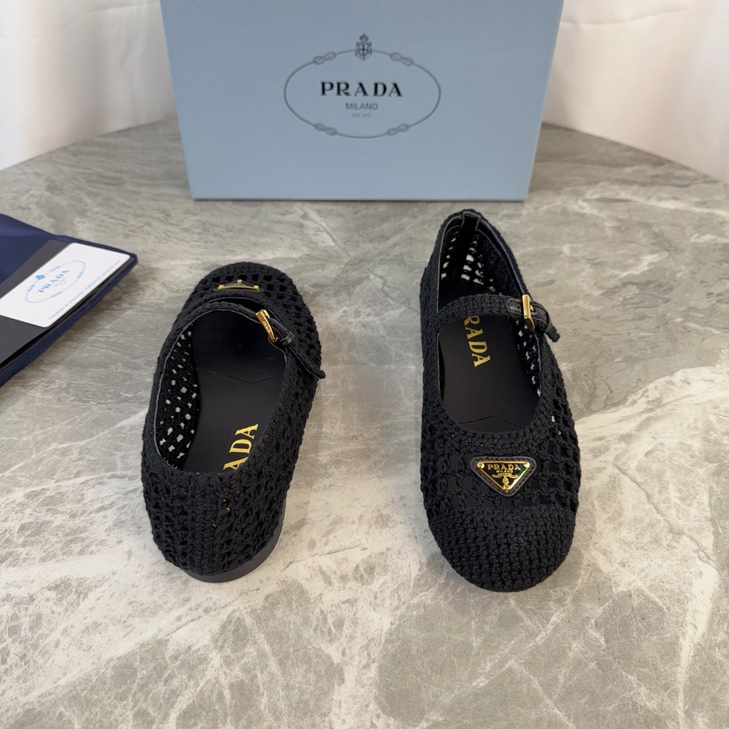 Pra 26s Ballet Flat Black Leather Fabric 635156