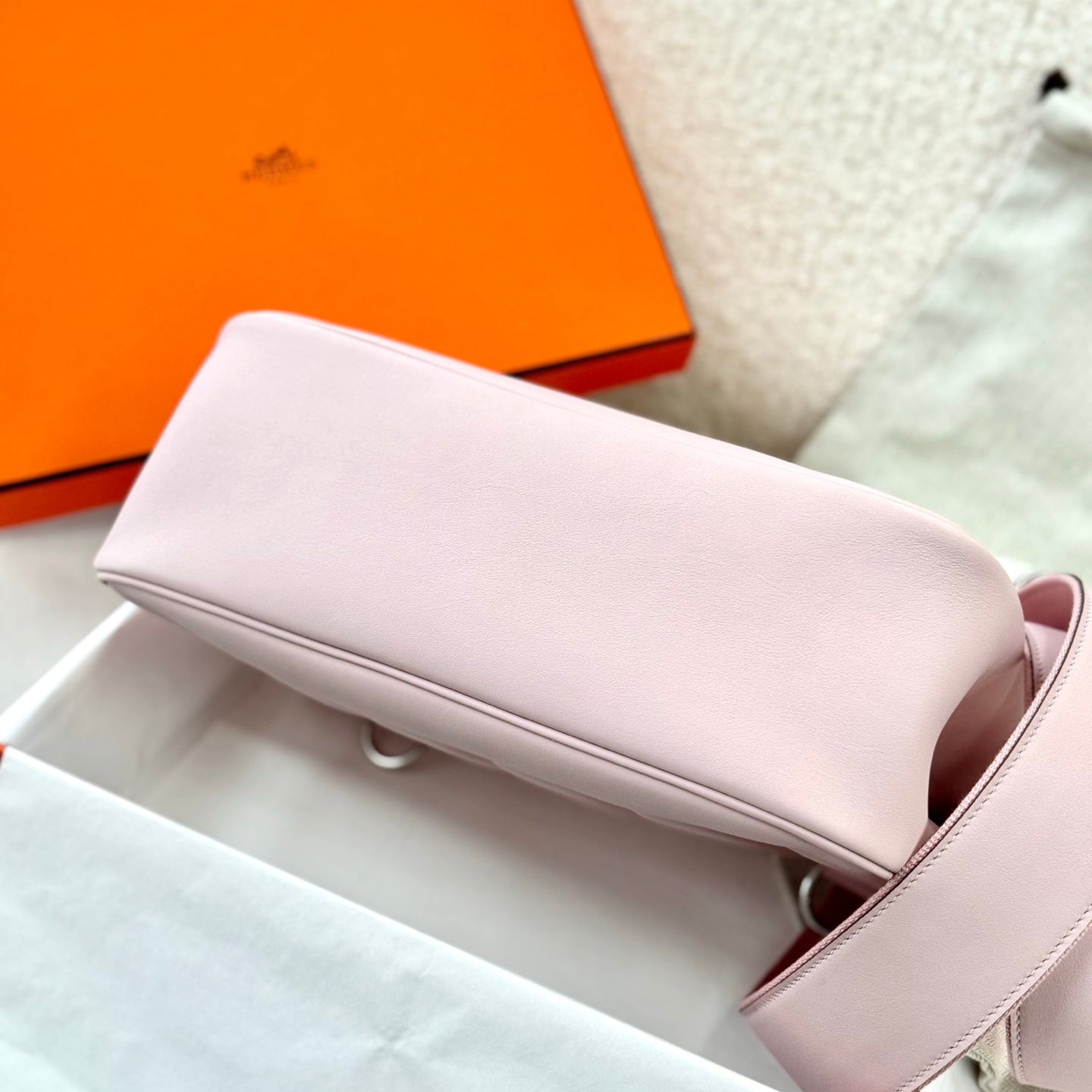HM Berline Bag 28cm Light Pink Calfskin 284554 (Production time: 25 days)