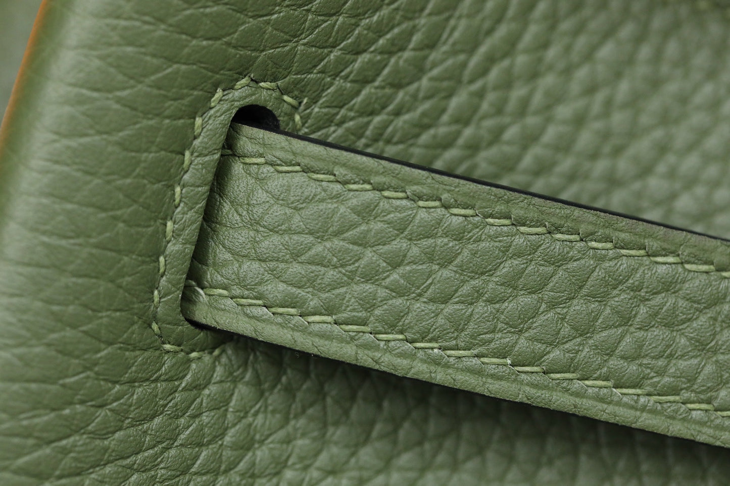 HM So Kelly Shoulder Bag 22cm Green Cowhide 284529