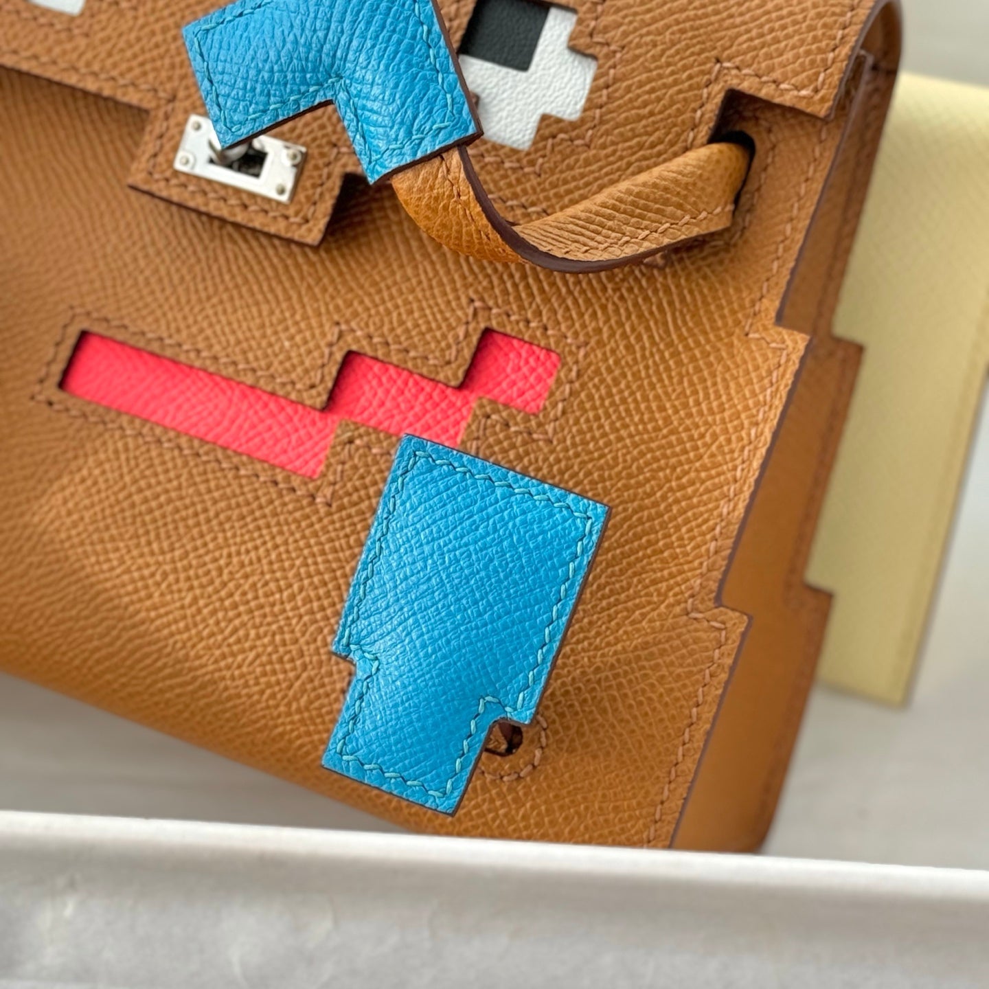 HM Kelly Doll Bag 18cm Light Blue Brown EpsomLeather 284557