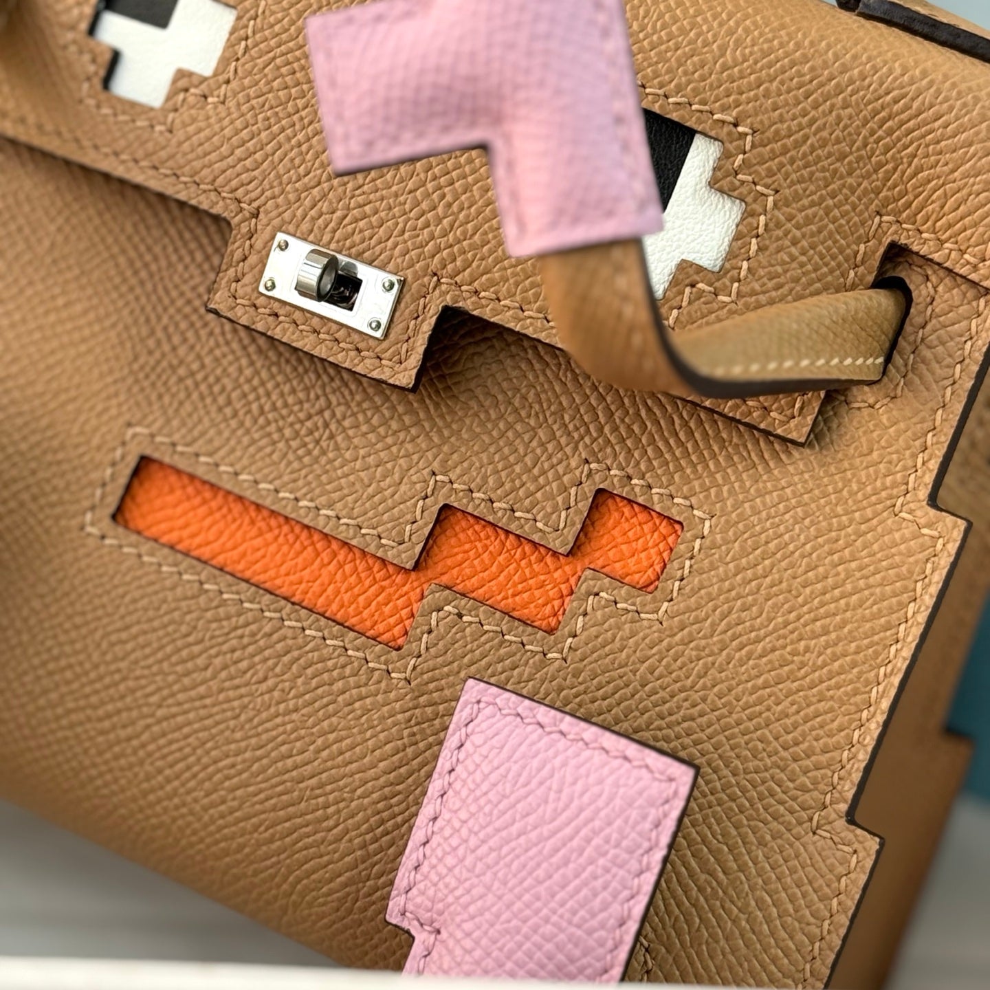 HM Kelly Doll Bag 18cm Light Pink Brown EpsomLeather 284562