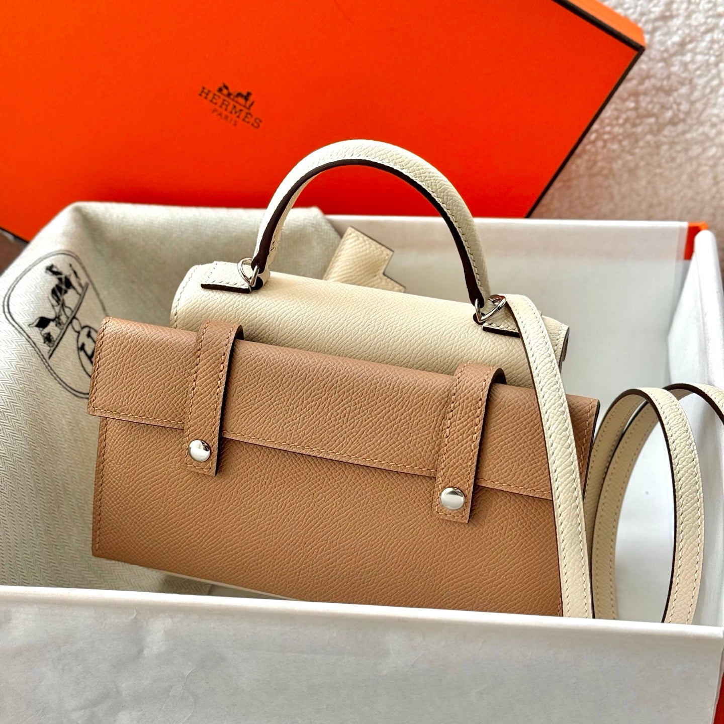 HM Kelly Doll Bag 18cm Light Beige EpsomLeather 284572