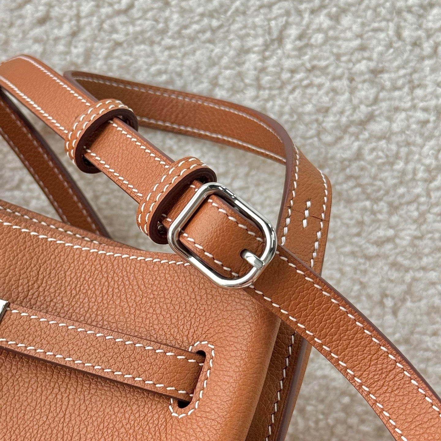 HM So Kelly Shoulder Bag 22cm Tan Brown Cowhide 284535
