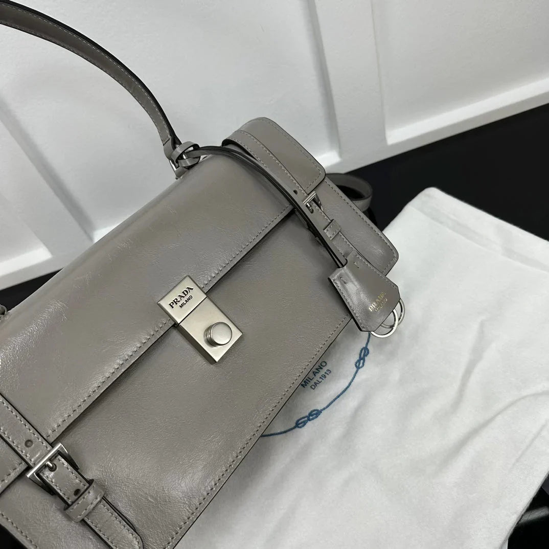 Prada 2026 Medium Shoulder Bag 32cm Patent Calfskin