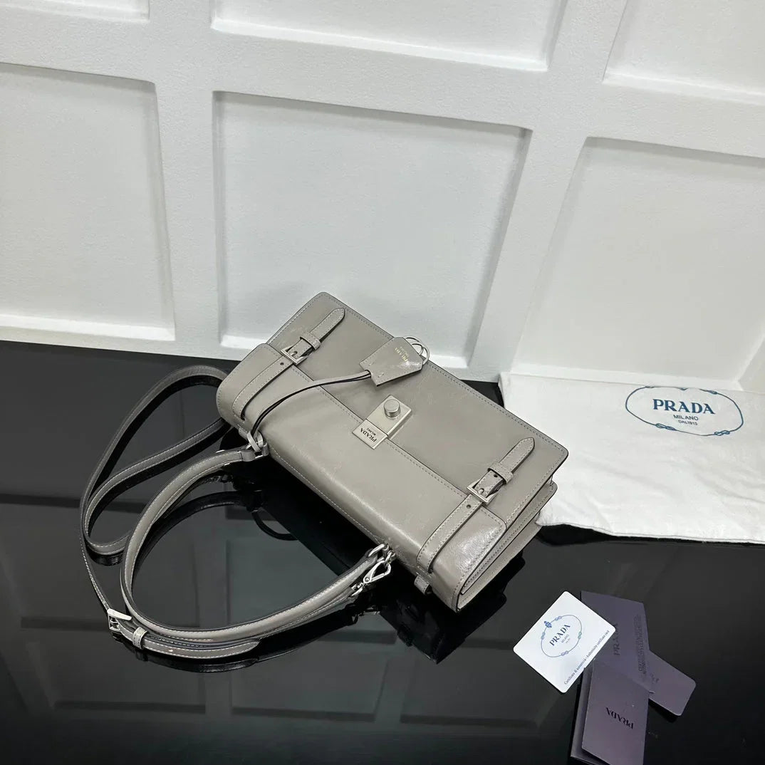 Prada 2026 Medium Shoulder Bag 32cm Patent Calfskin