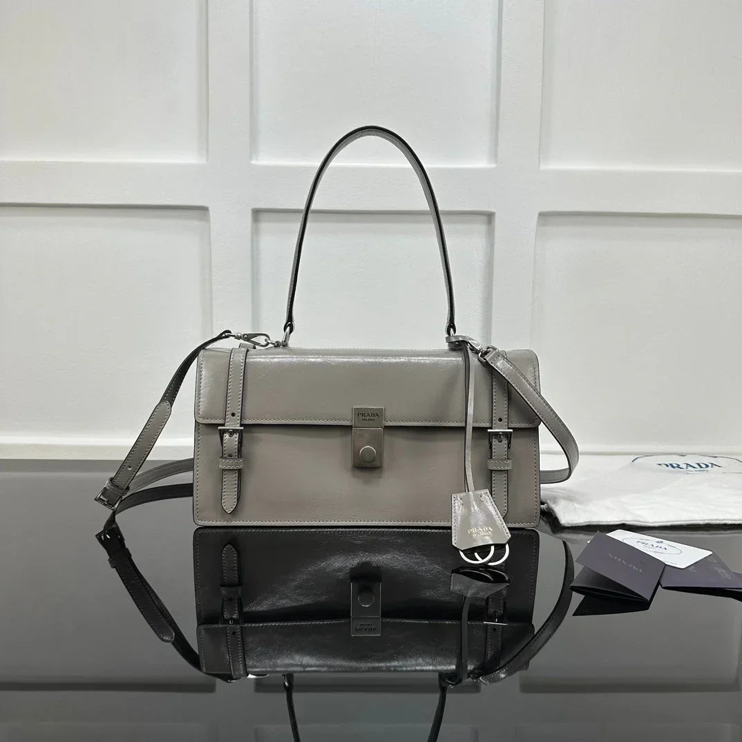 Prada 2026 Medium Shoulder Bag 32cm Patent Calfskin