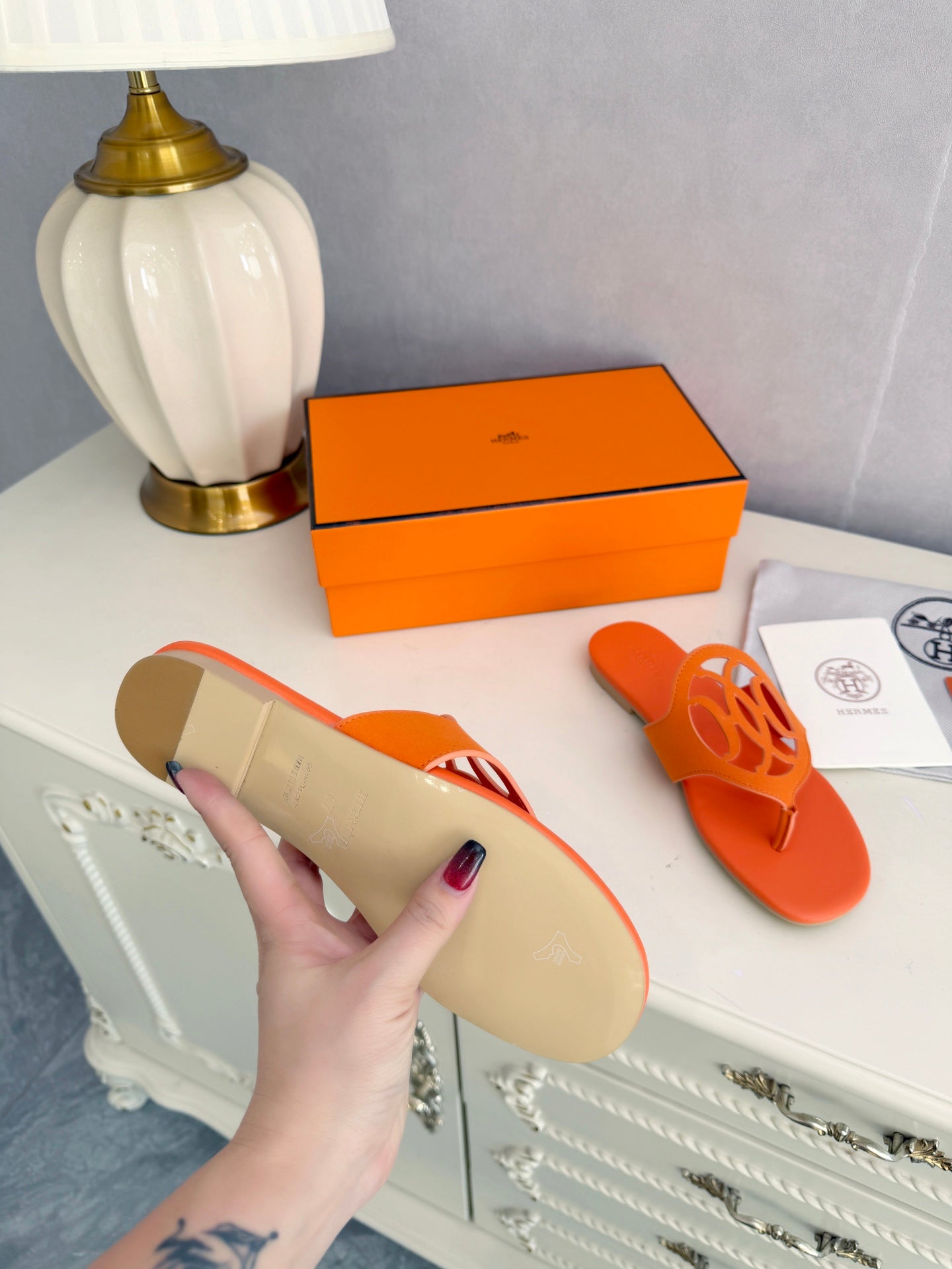 HM Mage Sandal Orange Lambskin 605908