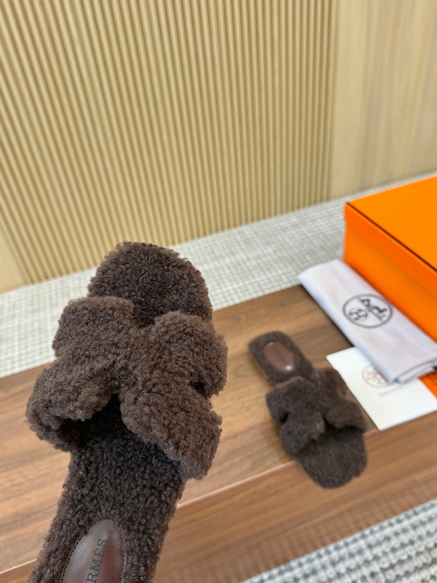 HM Oran Sandal Brown Coffee Wool  543689