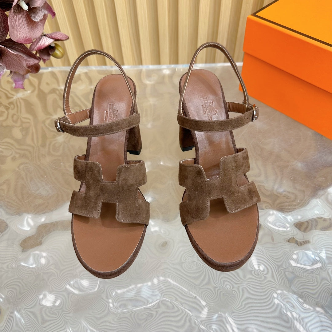 HM Jazz 90 Sandal In Walnut Brown Suede