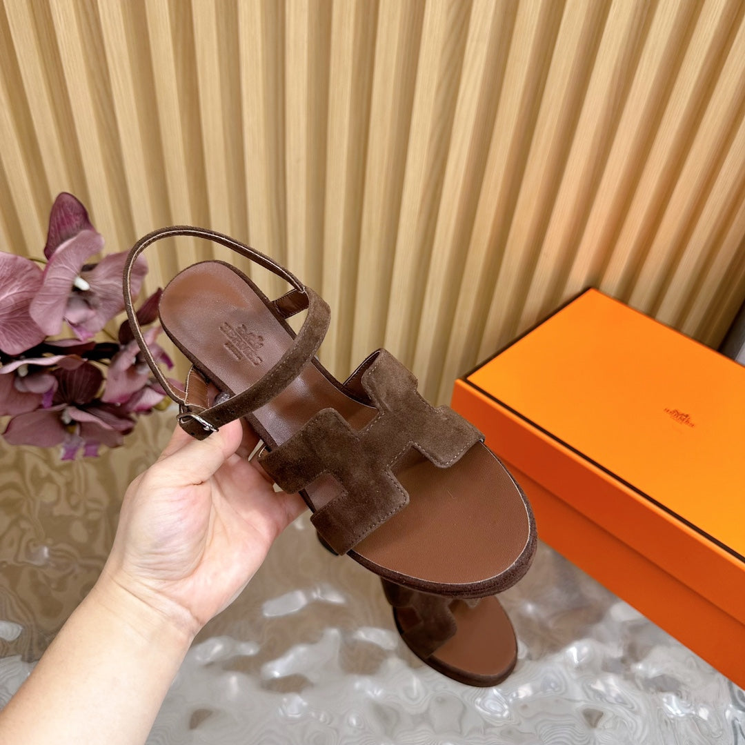 HM Jazz 90 Sandal In Walnut Brown Suede