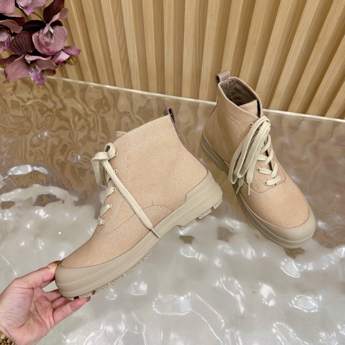 HM Kooler Ankle Boot Light Camel Canvas 498192